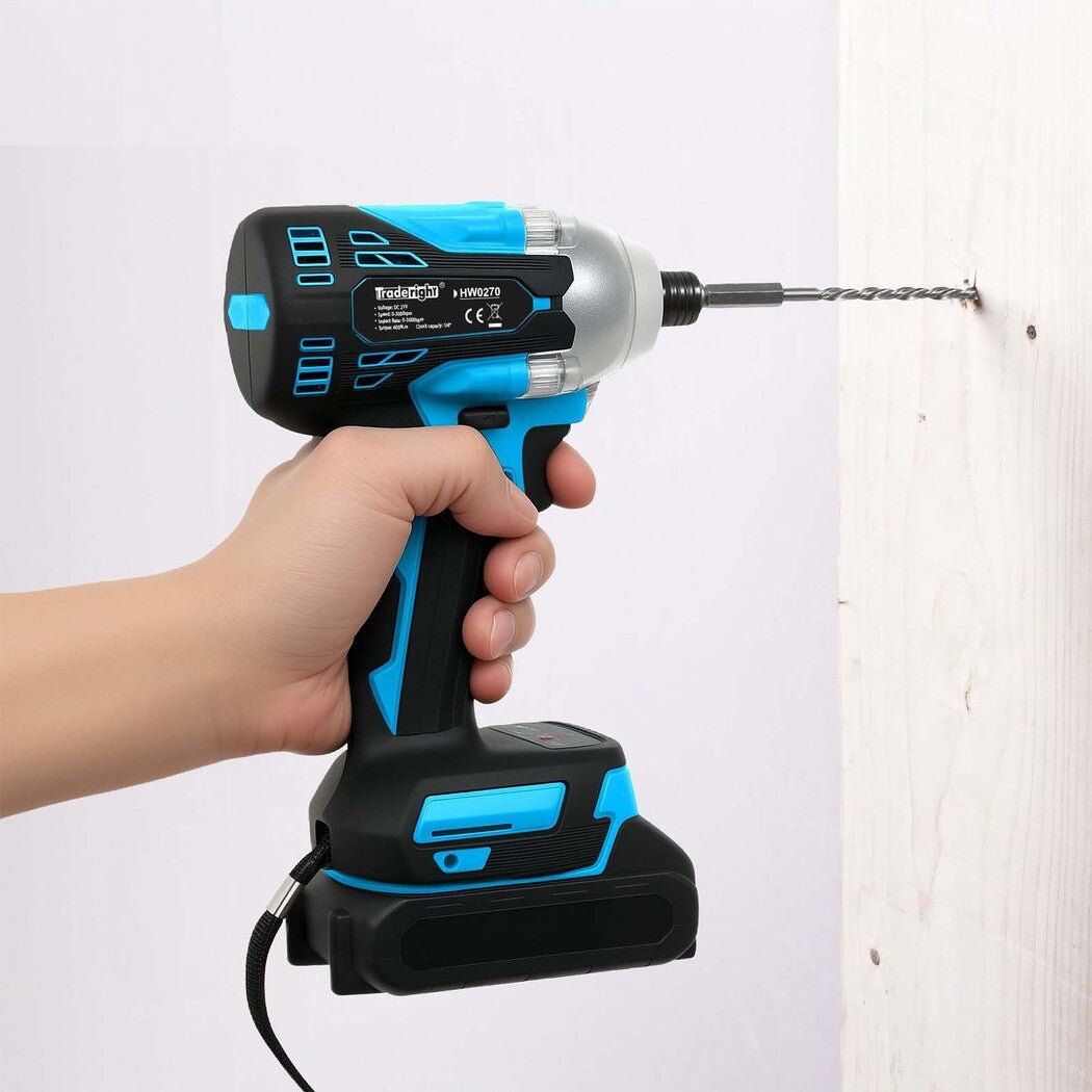 Traderight 21V Cordless Impact Driver 400Nm with 2x2.0Ah Batteries Kit - Blue - Rivercity House & Home Co. (ABN 18 642 972 209) - Affordable Modern Furniture Australia
