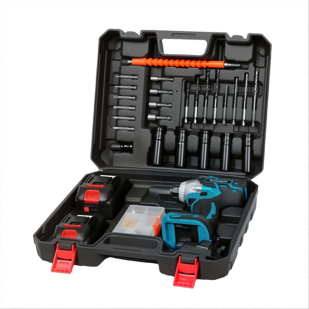 Traderight 21V Cordless Impact Wrench 550Nm with 73pcs Kit 2x4.0Ah - Blue - Rivercity House & Home Co. (ABN 18 642 972 209) - Affordable Modern Furniture Australia