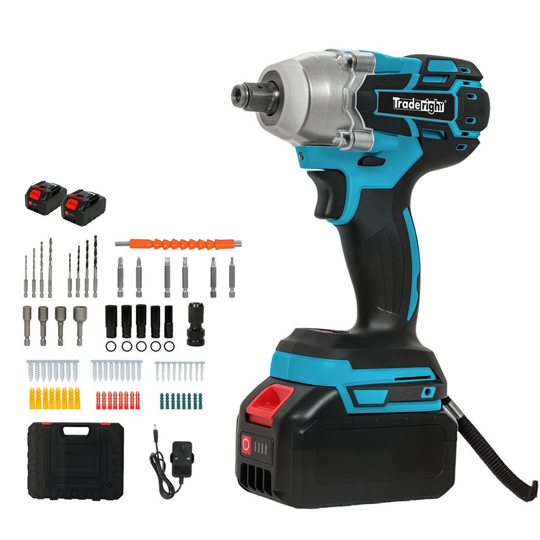 Traderight 21V Cordless Impact Wrench 550Nm with 73pcs Kit 2x4.0Ah - Blue - Rivercity House & Home Co. (ABN 18 642 972 209) - Affordable Modern Furniture Australia