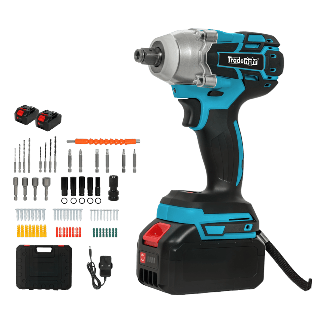 Traderight 21V Cordless Impact Wrench 550Nm with 73pcs Kit 2x4.0Ah - Blue - Rivercity House & Home Co. (ABN 18 642 972 209) - Affordable Modern Furniture Australia