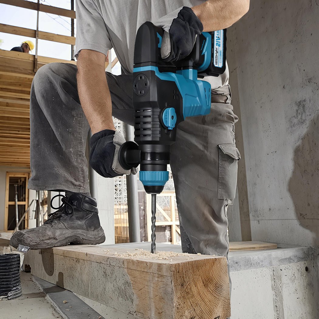 Traderight 21V Cordless Rotary Hammer Drill Tool Set - Blue - Rivercity House & Home Co. (ABN 18 642 972 209) - Affordable Modern Furniture Australia
