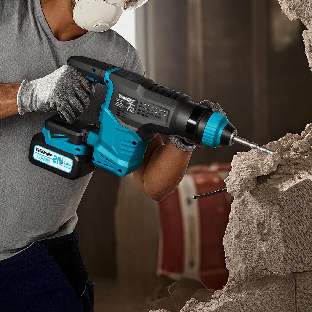 Traderight 21V Cordless Rotary Hammer Drill Tool Set - Blue - Rivercity House & Home Co. (ABN 18 642 972 209) - Affordable Modern Furniture Australia