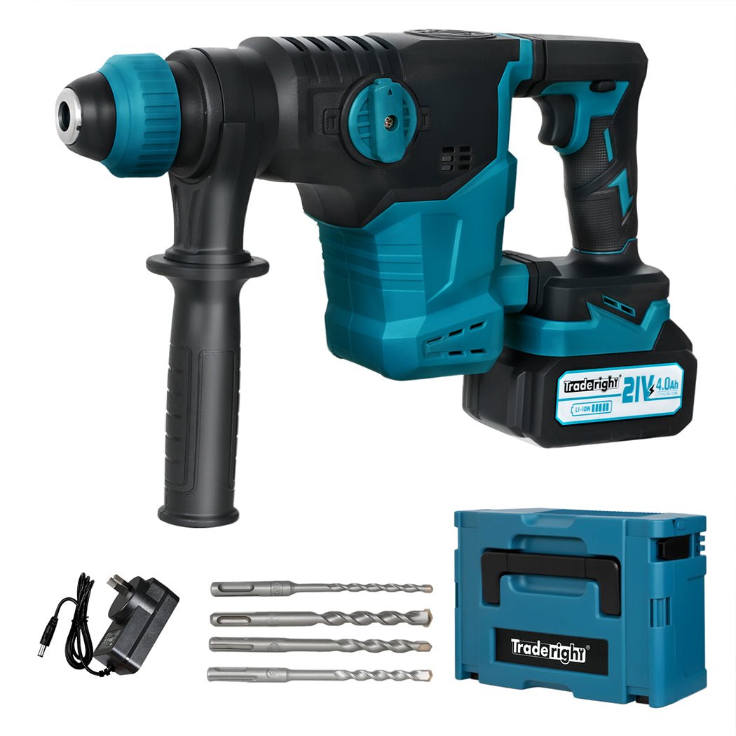 Traderight 21V Cordless Rotary Hammer Drill Tool Set - Blue - Rivercity House & Home Co. (ABN 18 642 972 209) - Affordable Modern Furniture Australia
