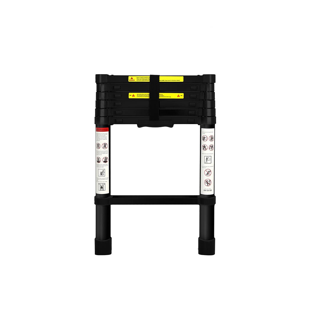 Traderight 2M Telescopic Aluminium Multipurpose Ladder - Black - Rivercity House & Home Co. (ABN 18 642 972 209) - Affordable Modern Furniture Australia
