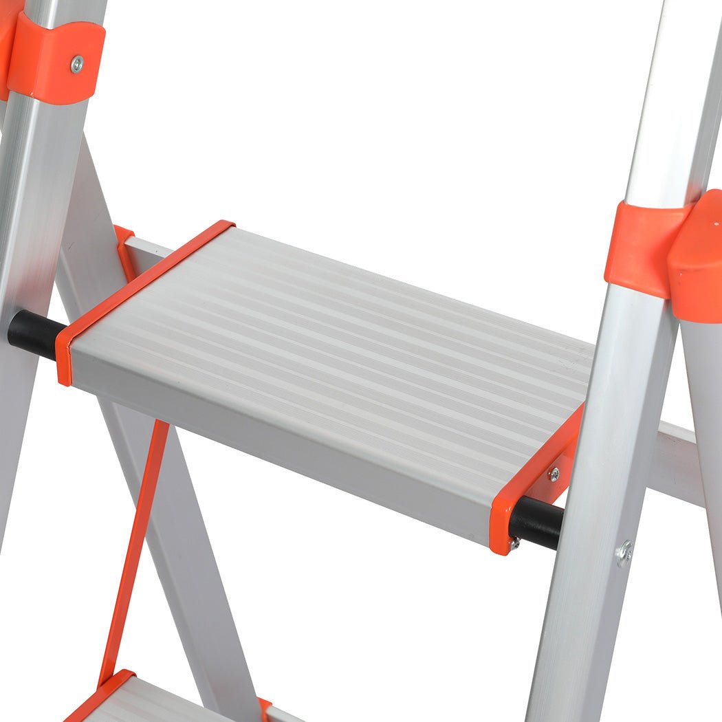 Traderight 3 Step Folding Aluminium Ladder - Silver - Rivercity House & Home Co. (ABN 18 642 972 209) - Affordable Modern Furniture Australia