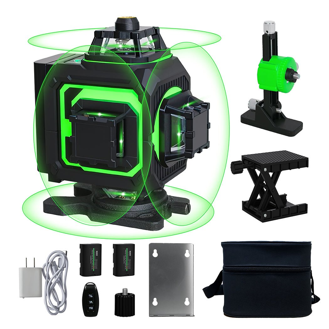 Traderight 4D 16 - Line Green Laser Level with Remote and Tripod - Black and Green - Rivercity House & Home Co. (ABN 18 642 972 209) - Affordable Modern Furniture Australia