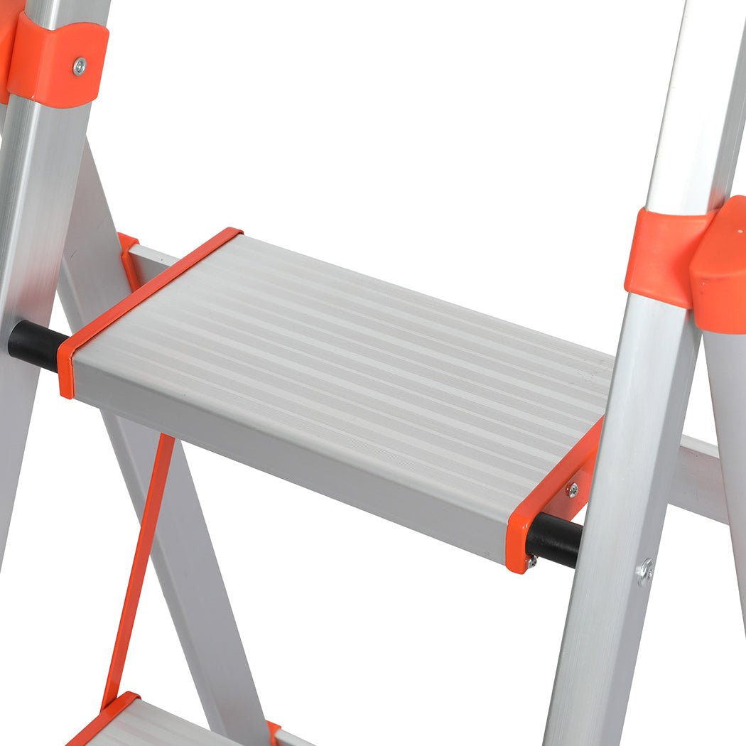 Traderight 5 Step Folding Aluminium Ladder - Silver - Rivercity House & Home Co. (ABN 18 642 972 209) - Affordable Modern Furniture Australia