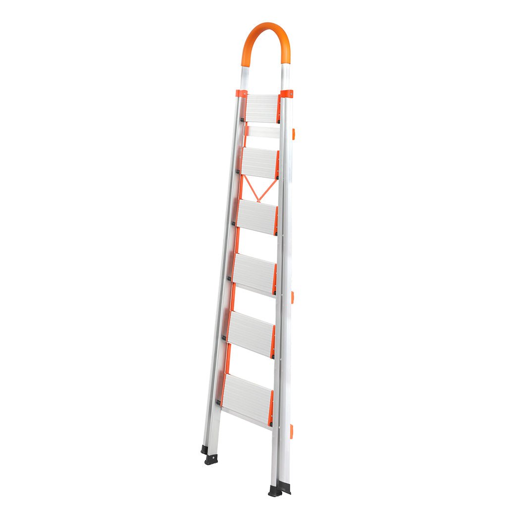 Traderight 6 Step Folding Aluminium Ladder - Silver - Rivercity House & Home Co. (ABN 18 642 972 209) - Affordable Modern Furniture Australia