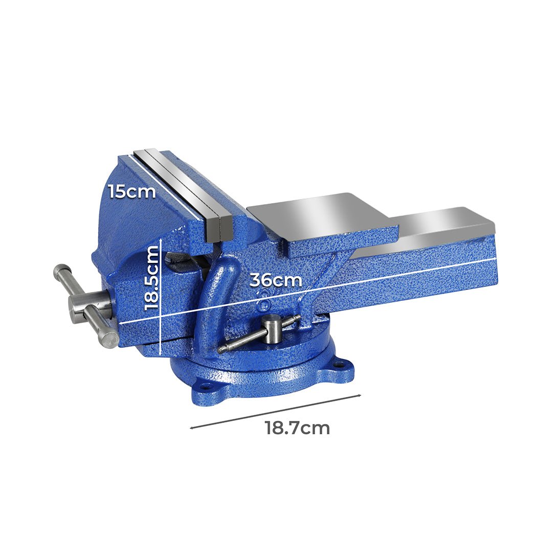 Traderight 8" Bench Vice with Swivel Anvil 200mm - Blue - Rivercity House & Home Co. (ABN 18 642 972 209) - Affordable Modern Furniture Australia