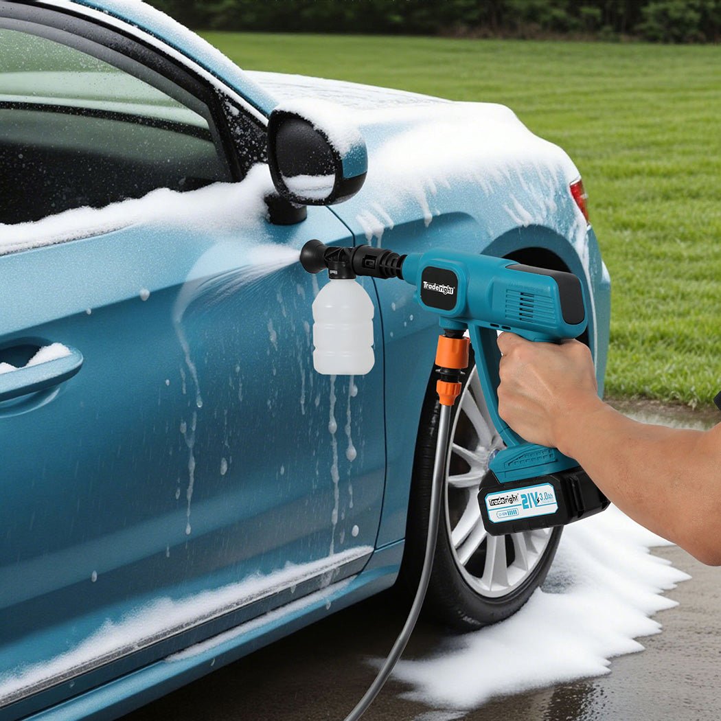 Traderight Cordless Portable Pressure Washer 50Bar - Blue and Black - Rivercity House & Home Co. (ABN 18 642 972 209) - Affordable Modern Furniture Australia