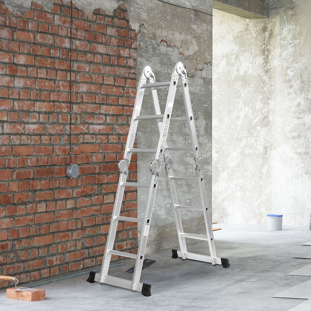 Traderight Multi - Purpose Aluminium Ladder 3.6m with Safety Features - Silver - Rivercity House & Home Co. (ABN 18 642 972 209) - Affordable Modern Furniture Australia