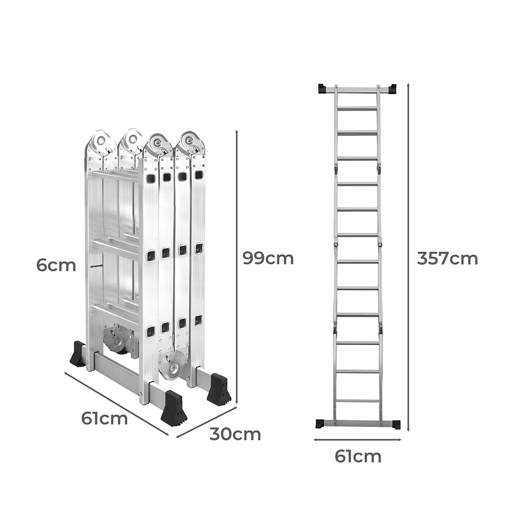 Traderight Multi - Purpose Aluminium Ladder 3.6m with Safety Features - Silver - Rivercity House & Home Co. (ABN 18 642 972 209) - Affordable Modern Furniture Australia
