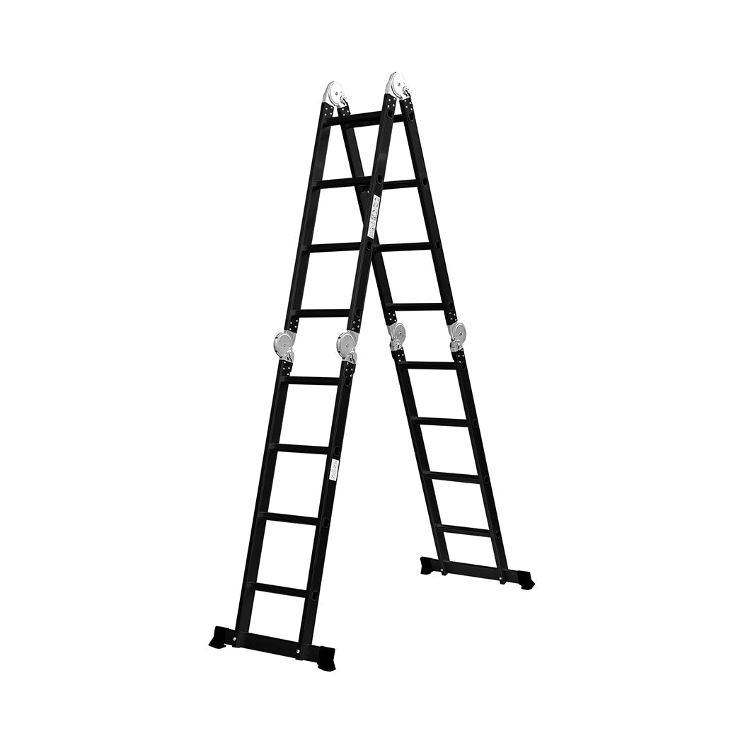 Traderight Multi - Purpose Aluminium Ladder 4.7m with Non - Slip Feet - Black - Rivercity House & Home Co. (ABN 18 642 972 209) - Affordable Modern Furniture Australia
