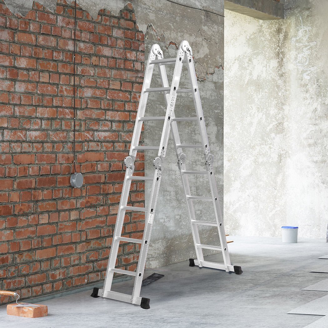 Traderight Multi - Purpose Aluminium Ladder 4.7m with Non - Slip Feet - Silver - Rivercity House & Home Co. (ABN 18 642 972 209) - Affordable Modern Furniture Australia