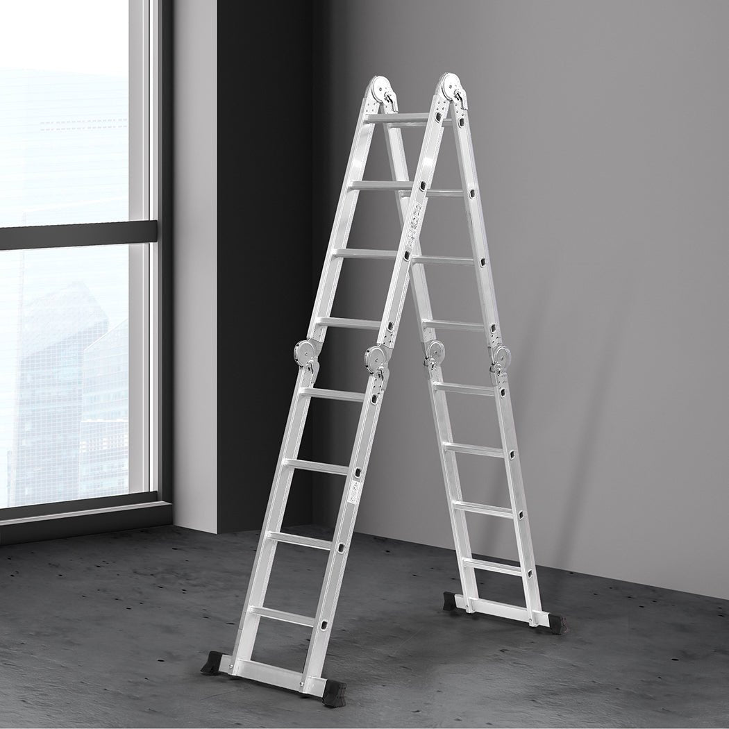 Traderight Multi - Purpose Aluminium Ladder 4.7m with Non - Slip Feet - Silver - Rivercity House & Home Co. (ABN 18 642 972 209) - Affordable Modern Furniture Australia