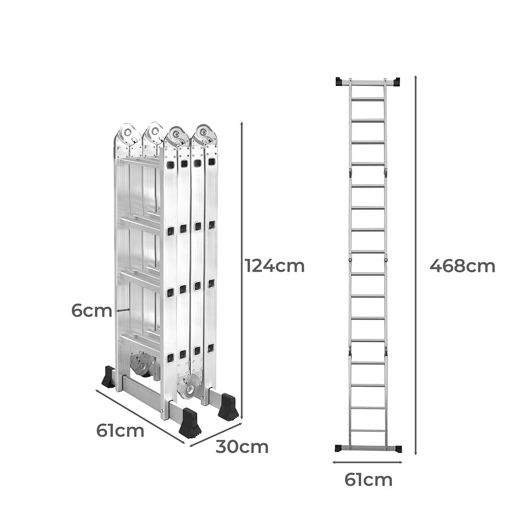 Traderight Multi - Purpose Aluminium Ladder 4.7m with Non - Slip Feet - Silver - Rivercity House & Home Co. (ABN 18 642 972 209) - Affordable Modern Furniture Australia