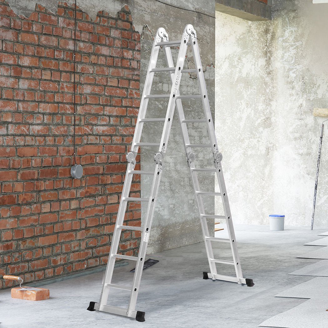 Traderight Multi - Purpose Aluminium Ladder 5.7m with Non - Slip Feet - Silver - Rivercity House & Home Co. (ABN 18 642 972 209) - Affordable Modern Furniture Australia