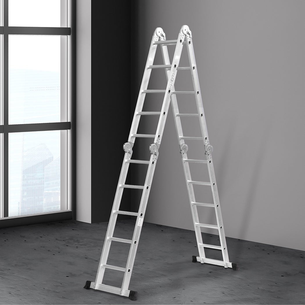 Traderight Multi - Purpose Aluminium Ladder 5.7m with Non - Slip Feet - Silver - Rivercity House & Home Co. (ABN 18 642 972 209) - Affordable Modern Furniture Australia