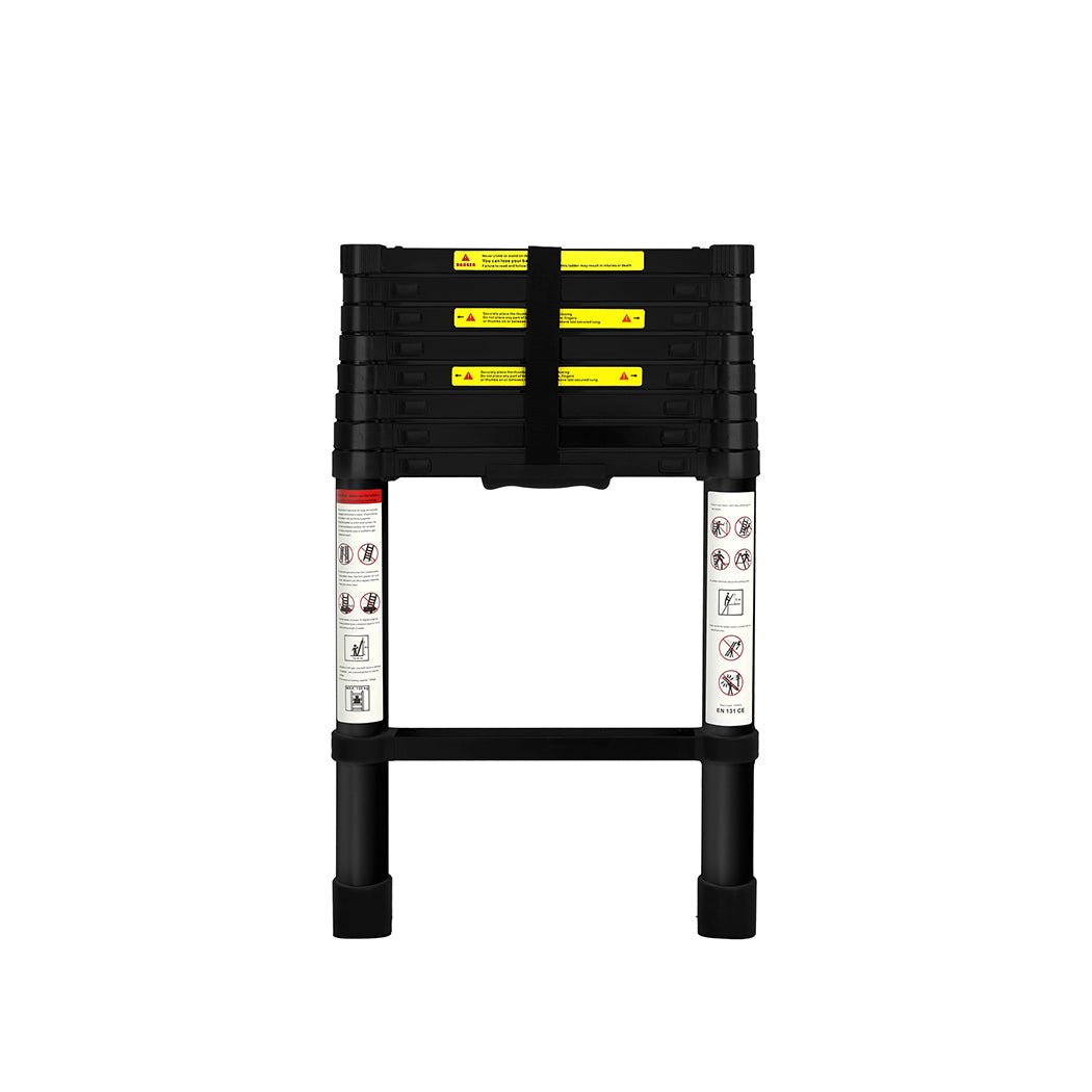Traderight Telescopic Aluminium Ladder 2.6 Meter Multipurpose - Black - Rivercity House & Home Co. (ABN 18 642 972 209) - Affordable Modern Furniture Australia