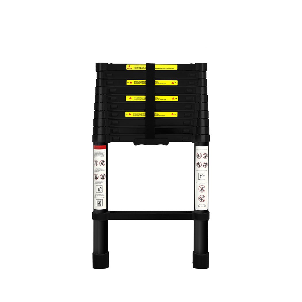 Traderight Telescopic Aluminium Ladder 3.2M Multipurpose - Black - Rivercity House & Home Co. (ABN 18 642 972 209) - Affordable Modern Furniture Australia