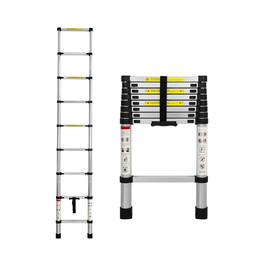 Traderight Telescopic Multipurpose Ladder 2.6 Meter - Silver - Rivercity House & Home Co. (ABN 18 642 972 209) - Affordable Modern Furniture Australia