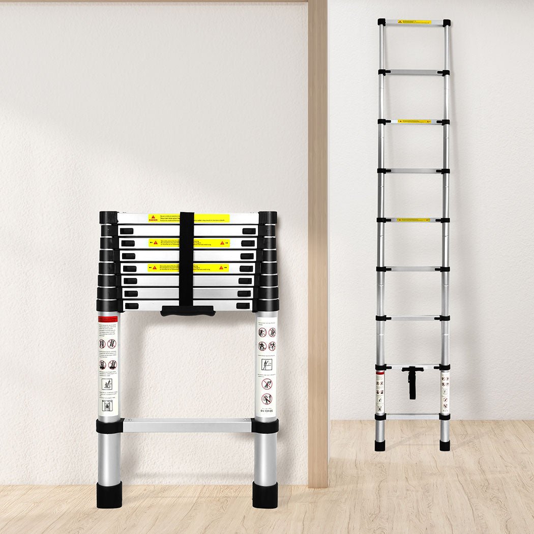 Traderight Telescopic Multipurpose Ladder 2.6 Meter - Silver - Rivercity House & Home Co. (ABN 18 642 972 209) - Affordable Modern Furniture Australia