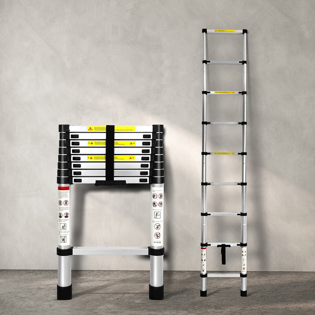 Traderight Telescopic Multipurpose Ladder 2.6 Meter - Silver - Rivercity House & Home Co. (ABN 18 642 972 209) - Affordable Modern Furniture Australia