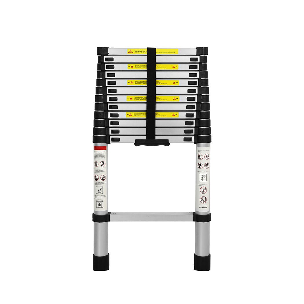 Traderight Telescopic Multipurpose Ladder 3.8M Extendable - Silver - Rivercity House & Home Co. (ABN 18 642 972 209) - Affordable Modern Furniture Australia
