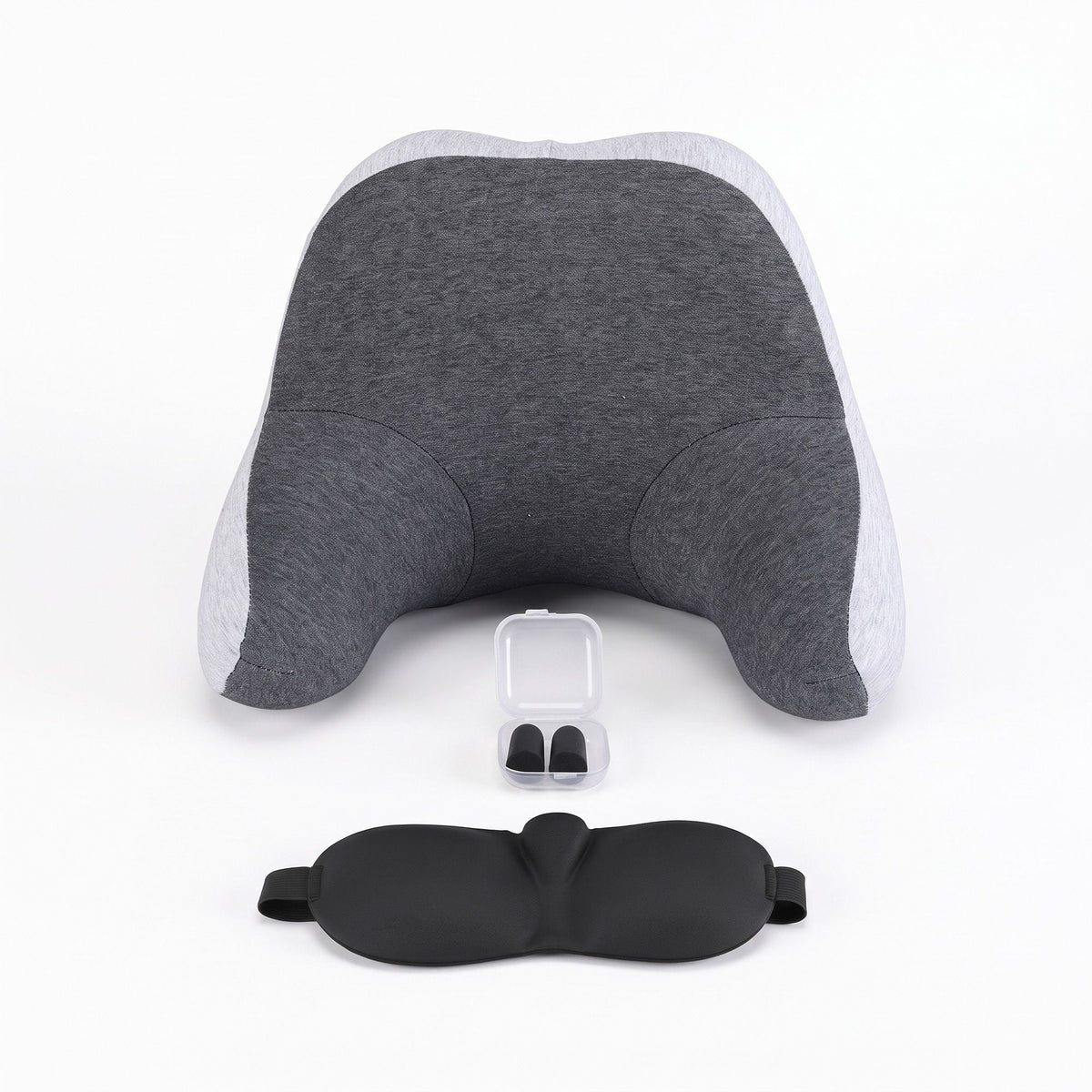 Travel Neck Pillow with Memory Foam, Eyemask and Earplugs - Grey - Home & Garden > Bedding > Pillows - Rivercity House & Home Co. (ABN 18 642 972 209) - Affordable Modern Furniture Australia