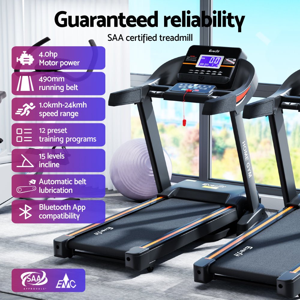 Treadmill Electric Auto Incline Home Gym Fitness Exercise Machine 490mm - Sports & Fitness > Exercise, Gym and Fitness - Rivercity House & Home Co. (ABN 18 642 972 209) - Affordable Modern Furniture Australia