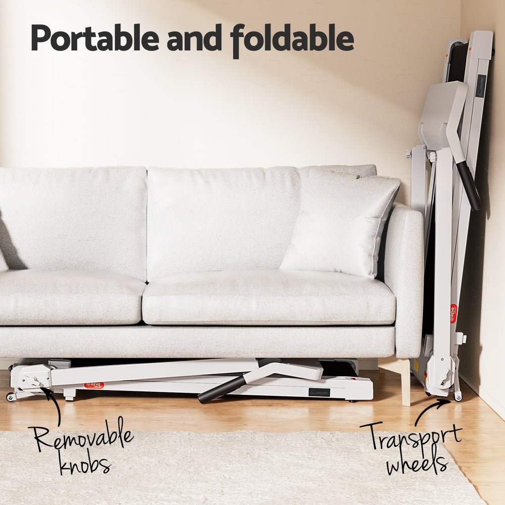 Treadmill Electric Home Gym Fitness Excercise Knob Foldable 420mm White - Sports & Fitness > Exercise, Gym and Fitness - Rivercity House & Home Co. (ABN 18 642 972 209) - Affordable Modern Furniture Australia