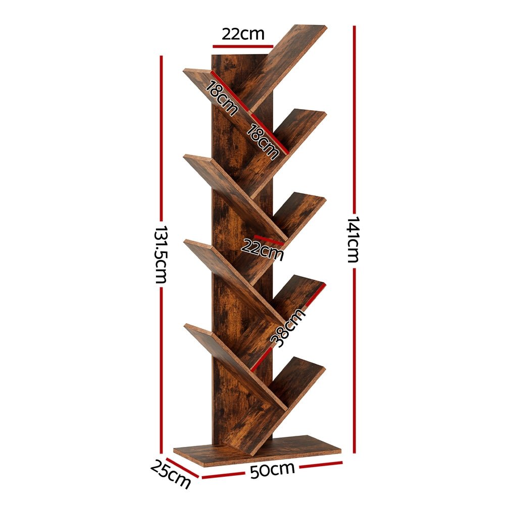 Tree Bookshelf 9 Tiers Walnut - Furniture > Living Room > Bookcases & Shelves - Rivercity House & Home Co. (ABN 18 642 972 209) - Affordable Modern Furniture Australia
