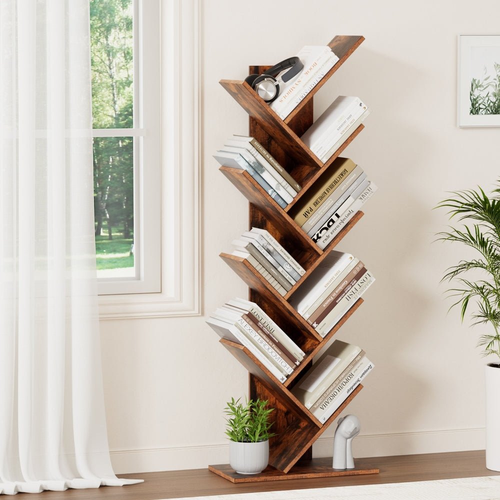 Tree Bookshelf 9 Tiers Walnut - Furniture > Living Room > Bookcases & Shelves - Rivercity House & Home Co. (ABN 18 642 972 209) - Affordable Modern Furniture Australia