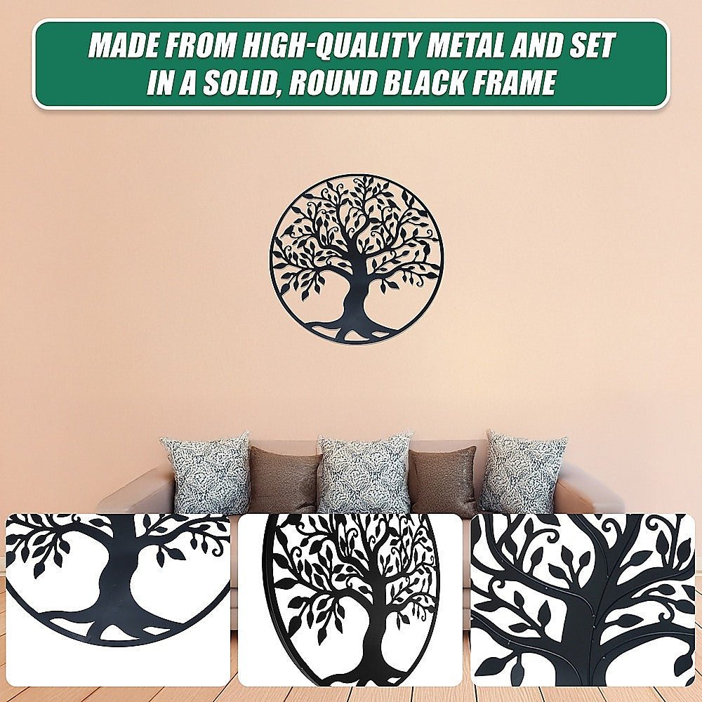 Tree of Life Metal Wall Art Sculpture 60cm - Black - Home & Garden > Decor > Garden Ornaments - Rivercity House & Home Co. (ABN 18 642 972 209) - Affordable Modern Furniture Australia