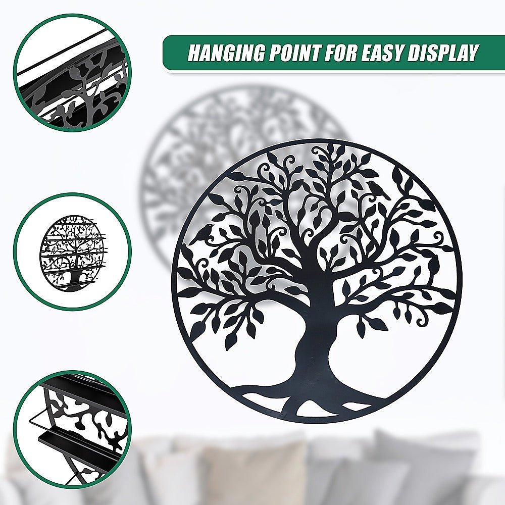 Tree of Life Metal Wall Art Sculpture 60cm - Black - Home & Garden > Decor > Garden Ornaments - Rivercity House & Home Co. (ABN 18 642 972 209) - Affordable Modern Furniture Australia