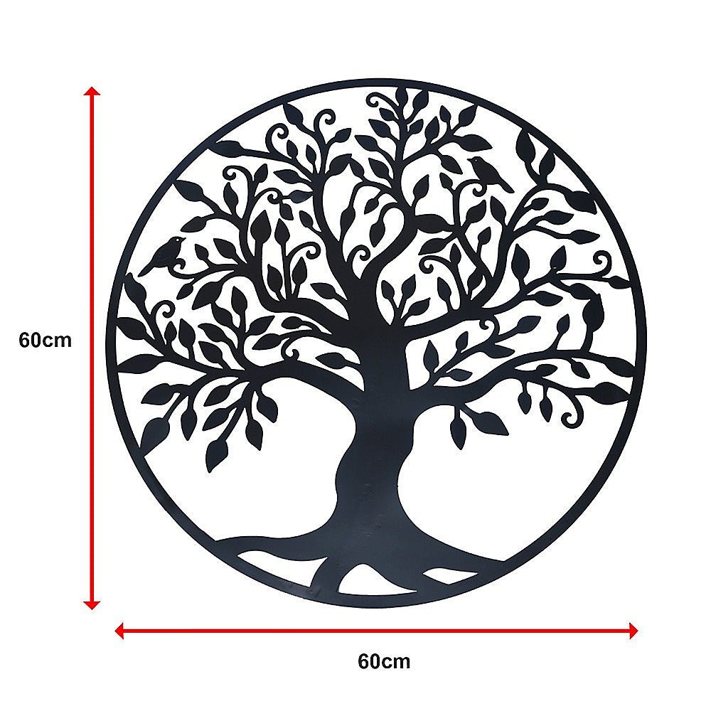 Tree of Life Metal Wall Art Sculpture 60cm - Black - Home & Garden > Decor > Garden Ornaments - Rivercity House & Home Co. (ABN 18 642 972 209) - Affordable Modern Furniture Australia