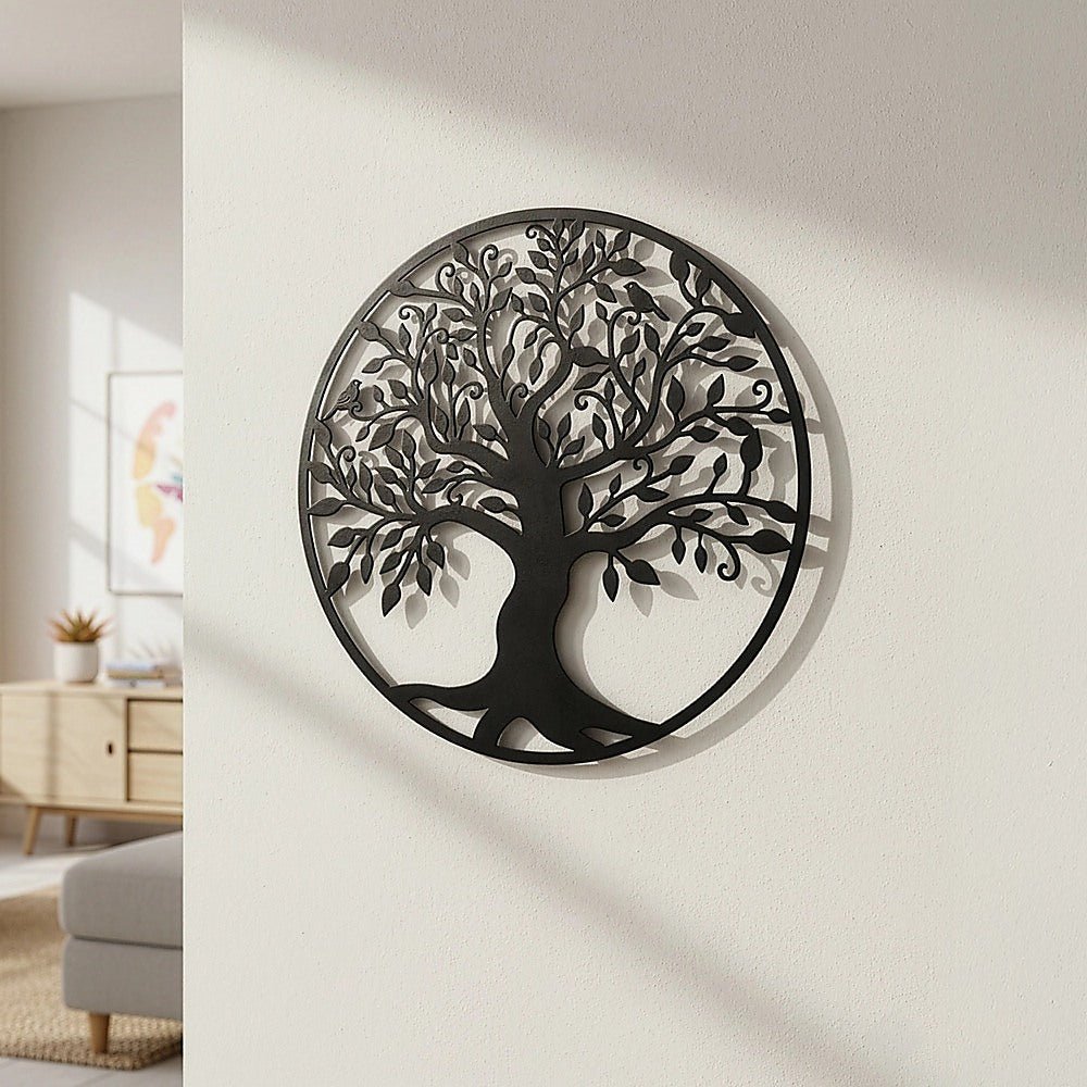 Tree of Life Metal Wall Art Sculpture 99cm Hanging - Black - Home & Garden > Decor > Garden Ornaments - Rivercity House & Home Co. (ABN 18 642 972 209) - Affordable Modern Furniture Australia