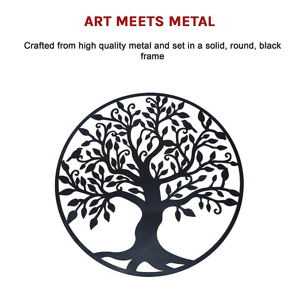 Tree of Life Metal Wall Art Sculpture 99cm Hanging - Black - Home & Garden > Decor > Garden Ornaments - Rivercity House & Home Co. (ABN 18 642 972 209) - Affordable Modern Furniture Australia