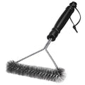 Triangular Stainless Steel BBQ Grill Brush with Three-Sided Bristles and Non-Slip 30 cm Handle for Gas, Charcoal and Outdoor Grills