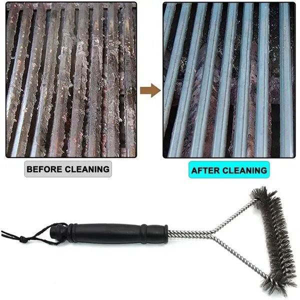 Triangular Stainless Steel BBQ Grill Brush with Three-Sided Bristles and Non-Slip 30 cm Handle for Gas, Charcoal and Outdoor Grills - Home & Garden > BBQ > BBQ Cleaning - Rivercity House & Home Co. (ABN 18 642 972 209) - Affordable Modern Furniture Australia