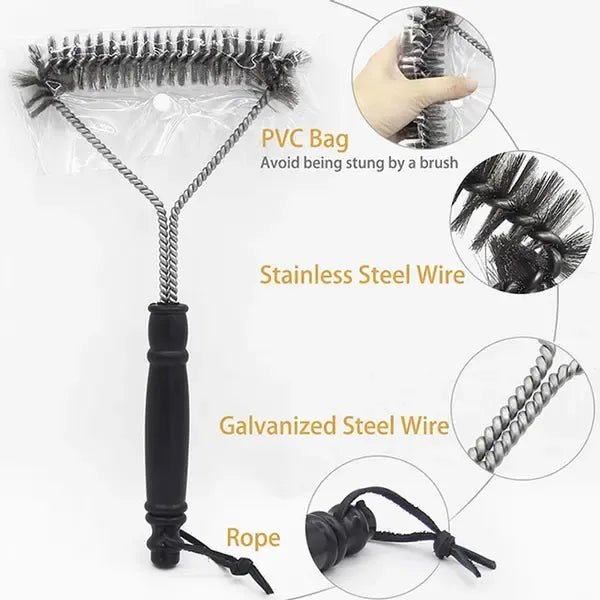 Triangular Stainless Steel BBQ Grill Brush with Three-Sided Bristles and Non-Slip 30 cm Handle for Gas, Charcoal and Outdoor Grills - Home & Garden > BBQ > BBQ Cleaning - Rivercity House & Home Co. (ABN 18 642 972 209) - Affordable Modern Furniture Australia