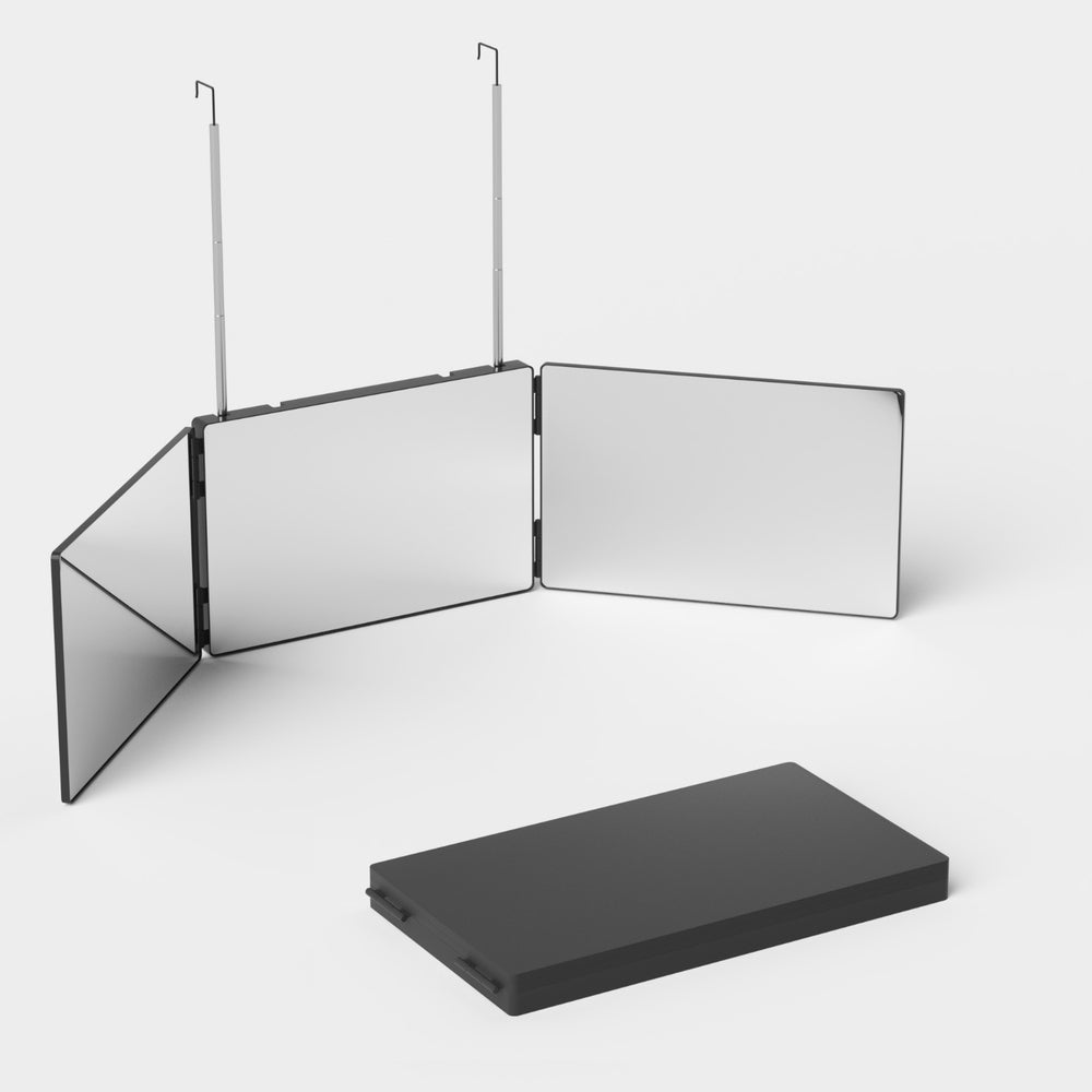 Trifold Mirror Makeup Portable with Height Adjustable 3 Way Telescoping Hook Hair Cutting Styling - Health & Beauty > Makeup > Makeup Mirrors - Rivercity House & Home Co. (ABN 18 642 972 209) - Affordable Modern Furniture Australia