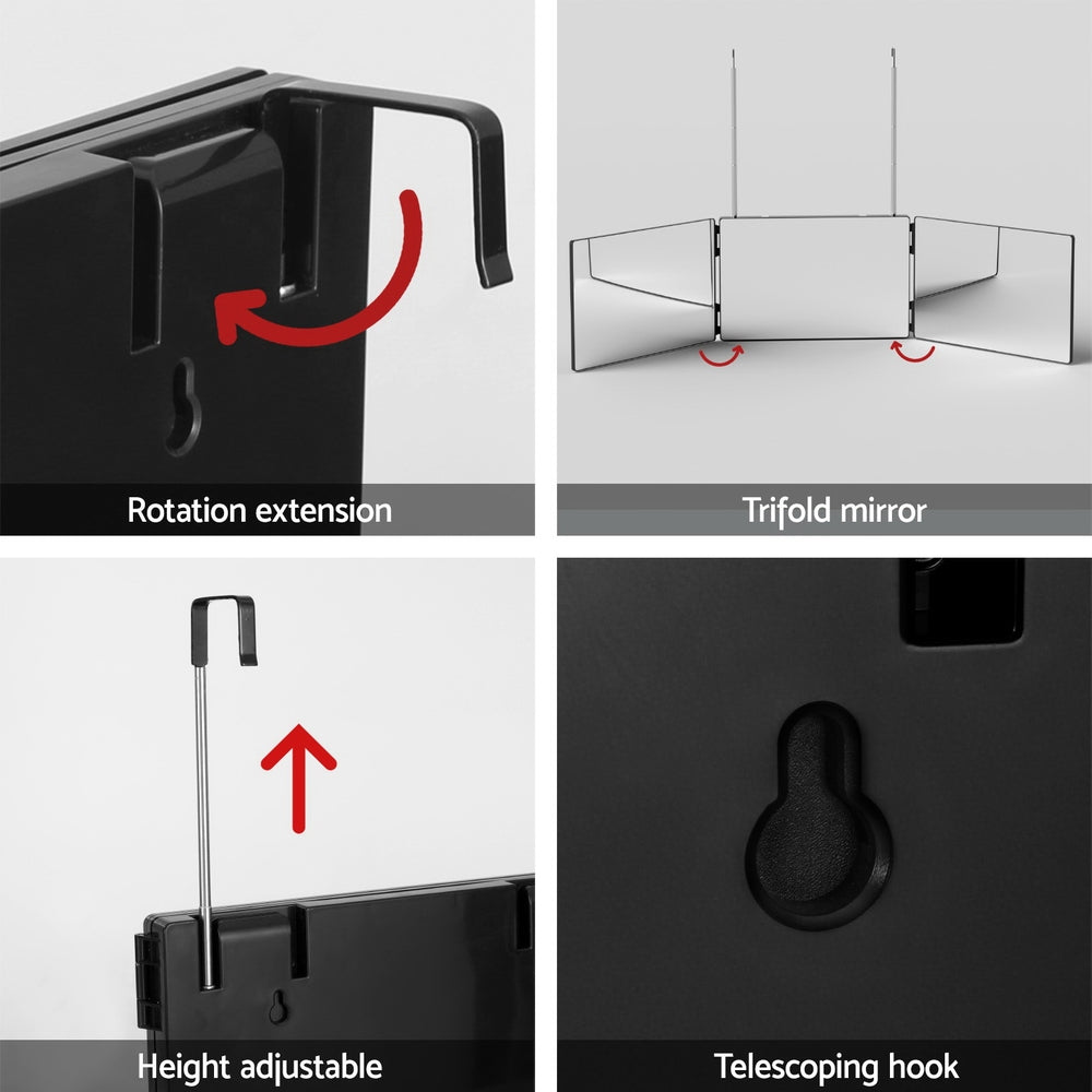 Trifold Mirror Makeup Portable with Height Adjustable 3 Way Telescoping Hook Hair Cutting Styling - Health & Beauty > Makeup > Makeup Mirrors - Rivercity House & Home Co. (ABN 18 642 972 209) - Affordable Modern Furniture Australia