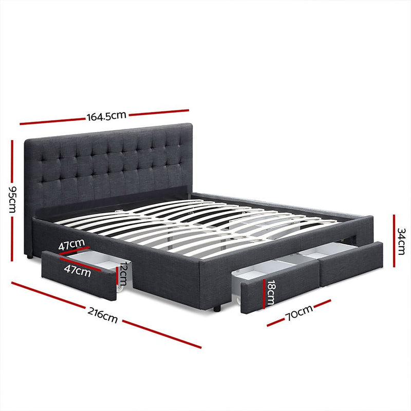 Trinity Queen Bed Frame With Storage Drawers Charcoal - Rivercity House & Home Co. (ABN 18 642 972 209) - Affordable Modern Furniture Australia