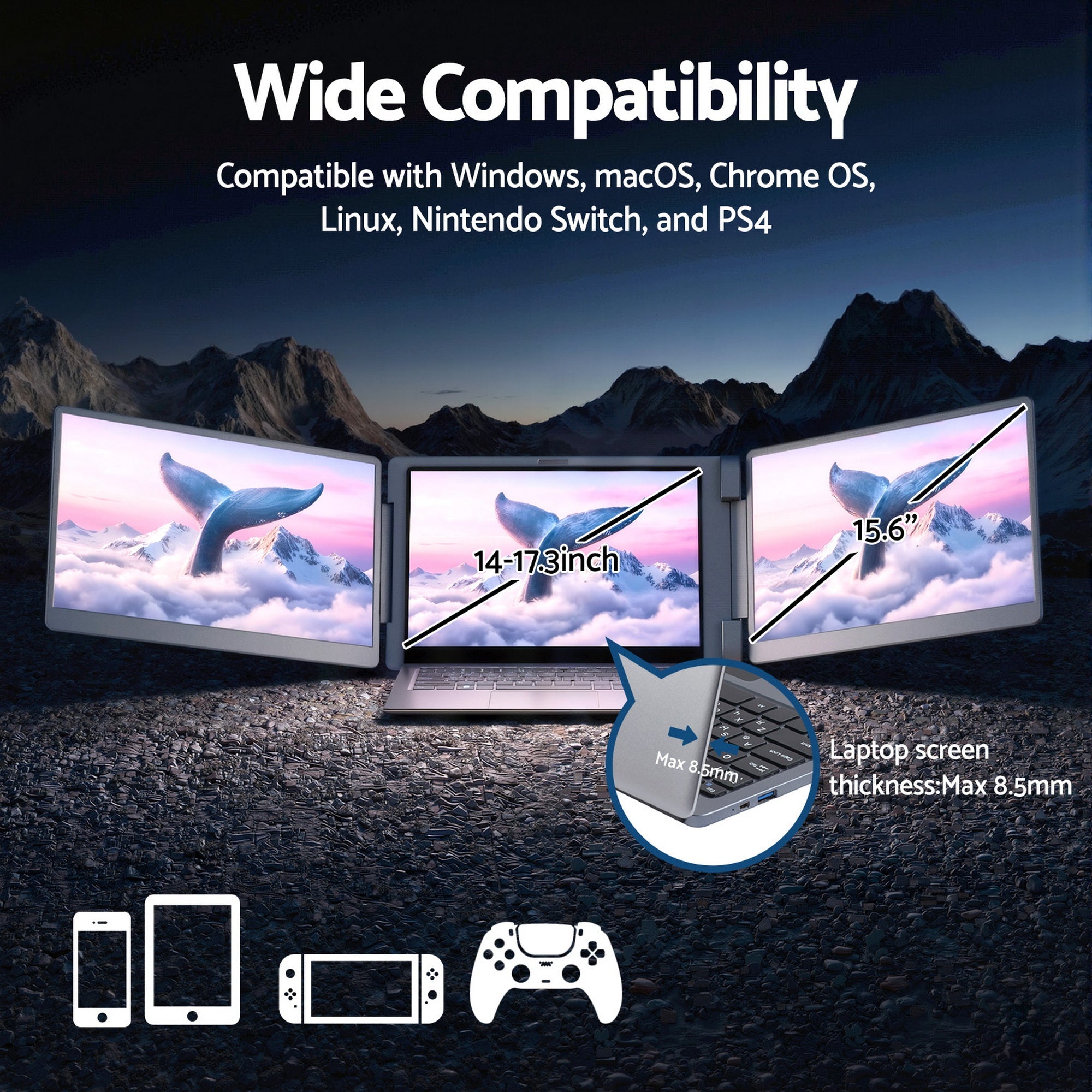 Triple Portable Monitor Laptop Screen Extender 15.6" Dual Display FHD IPS - Electronics > Computer Accessories > Computer Monitors & Accessories - Rivercity House & Home Co. (ABN 18 642 972 209) - Affordable Modern Furniture Australia