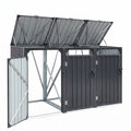 Triple Wheelie Bin Storage Shed Steel Enclosure for 3 Bins - Grey