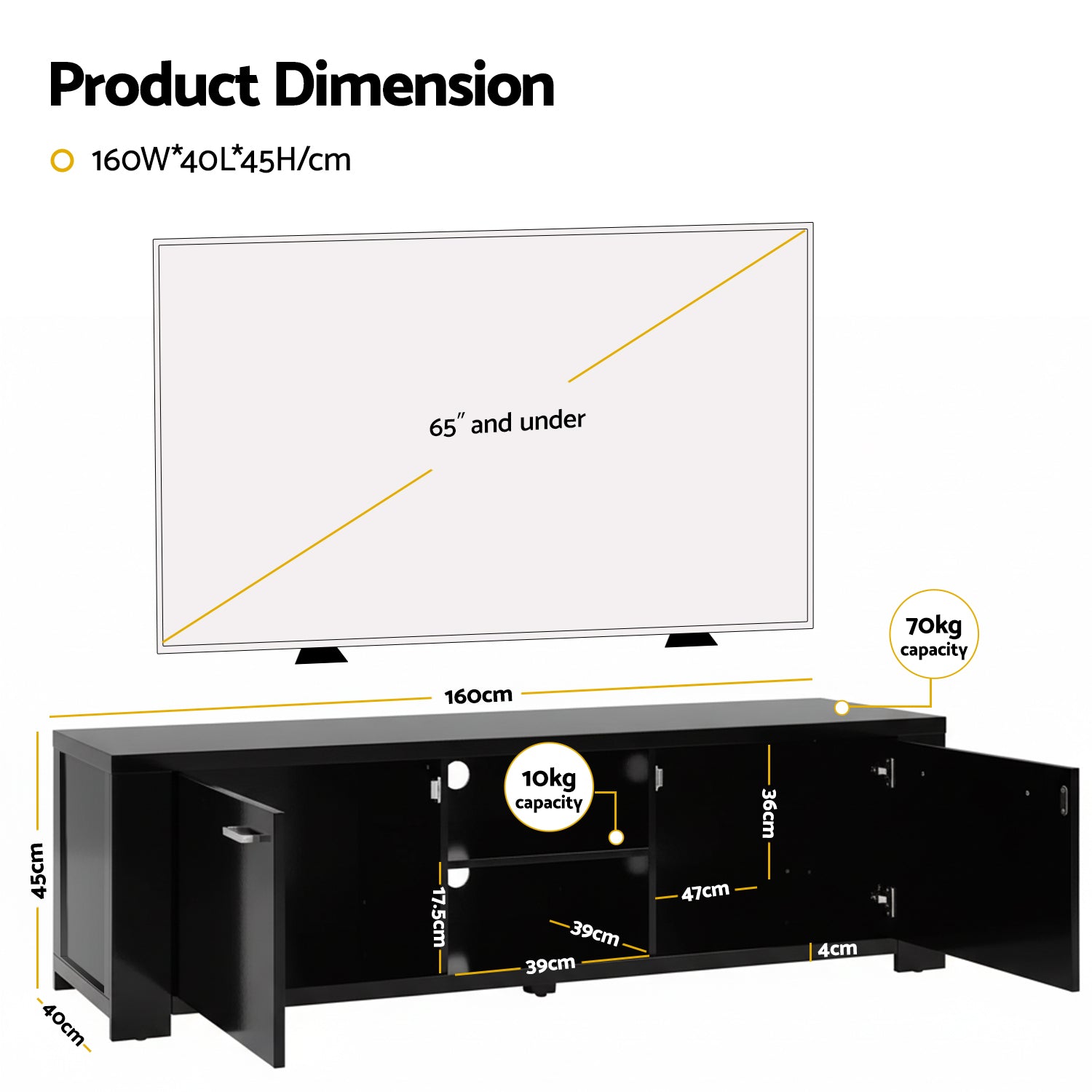 TV Cabinet Entertainment Unit 160cm Black Maxi - Furniture > Living Room > TV Units - Rivercity House & Home Co. (ABN 18 642 972 209) - Affordable Modern Furniture Australia
