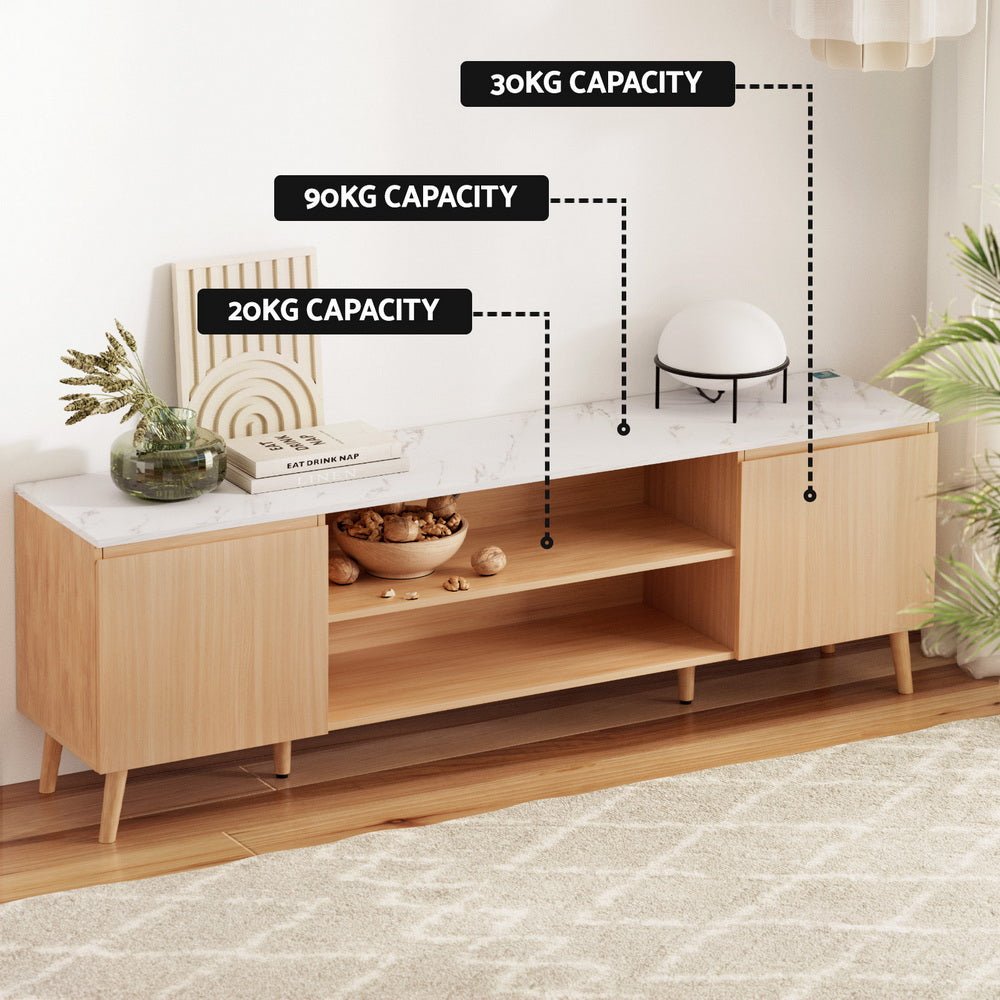 TV Cabinet Entertainment Unit Stand 180CM Pine White - Furniture > Living Room > TV Units - Rivercity House & Home Co. (ABN 18 642 972 209) - Affordable Modern Furniture Australia