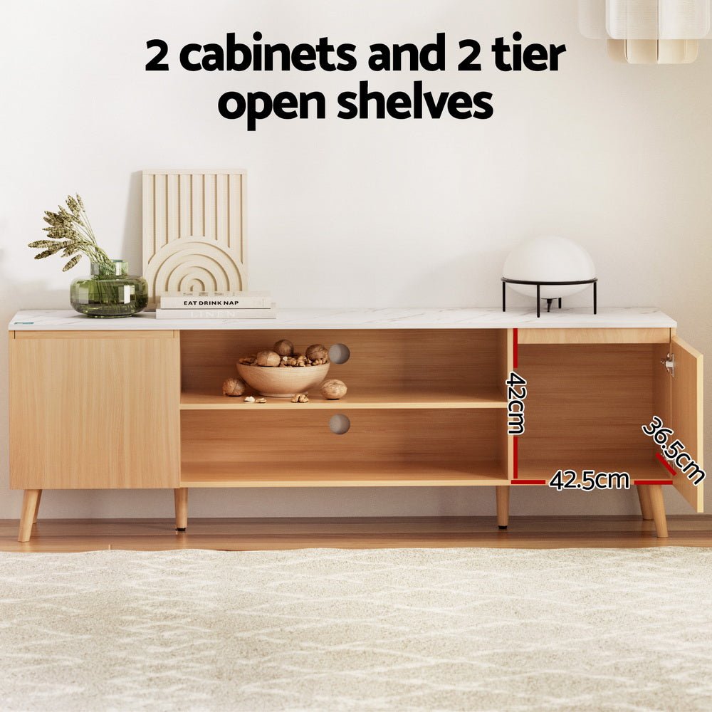 TV Cabinet Entertainment Unit Stand 180CM Pine White - Furniture > Living Room > TV Units - Rivercity House & Home Co. (ABN 18 642 972 209) - Affordable Modern Furniture Australia