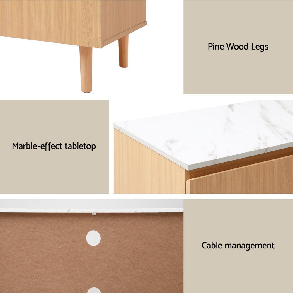 TV Cabinet Entertainment Unit Stand 180CM Pine White - Furniture > Living Room > TV Units - Rivercity House & Home Co. (ABN 18 642 972 209) - Affordable Modern Furniture Australia